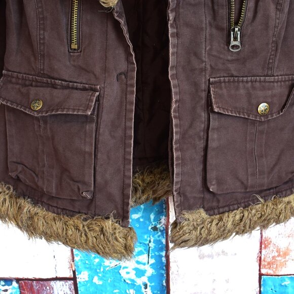 Women's BB Dakota Jacket with Snap On-Neck Faux Fur Liner SMALL Brown - Picture 6 of 15